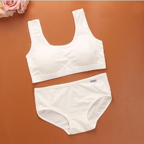 Training Bras 2 Pc Training Bras+Panties Girls' bra set pure cotton development period without steel ring childrens breast care