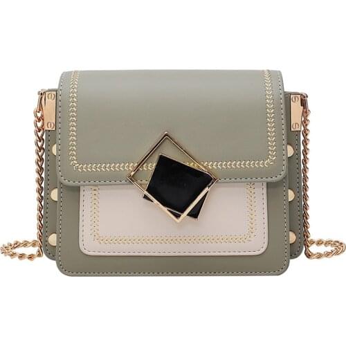 Special Lock Female Handbags Purse Quality Pu Leather Crossbody Bags for Women 2019 Chain Shoulder Messenger Bag Contrast