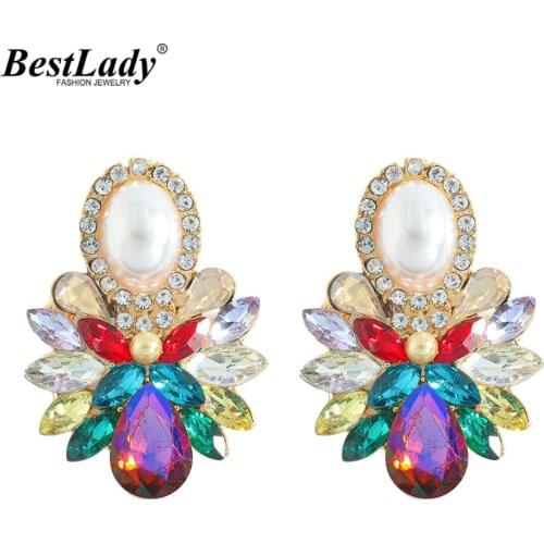 Best Lady Fashion Pearls Bling Acrylic Drop Earrings for Women Boho Luxury Colorful Irregular Stud Earrings Accessories Jewelry