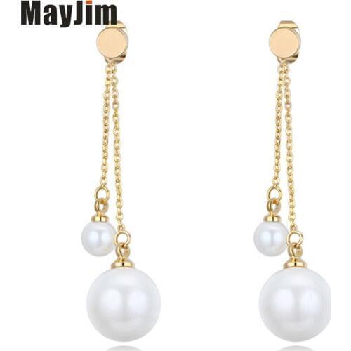 MayJim boucle d'oreille femme 2018 High imitation pear Drop Earrings luxury fashion women Geometry Long Earrings Accessories