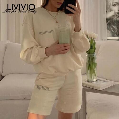 100% cotton Solid Round Neck Pullovers Sweatshirts and Short Two Pieces Sets Women Spring Suits Sweatpants Jogger Tracksuits Loo