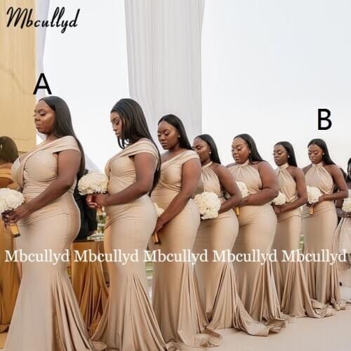 Champagne 2021 African Wedding Guest Formal Dress Long Plus Size Bridesmaid Prom Dresses For Women Party Gown Vestidos