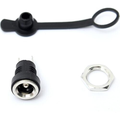 1pcs 3A 5.5 x2.1mm Black Waterproof DC Power Socket Jack Power Charger Plug Panel Mount Female Mount Connector