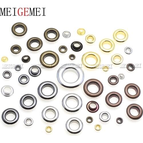 100sets Metal Eyelets with Grommet Dia.3mm~5mm for DIY Scrapbooking Cap Leathercraft Shoes Belt Bag Tag Clothes Accessories