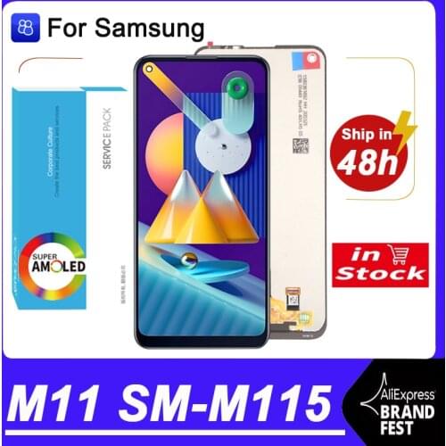 100% Original 6.4" Super PLS IPS Display For Samsung Galaxy M11 SM-M115 M115F Full LCD Display Touch Screen Repair Parts
