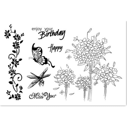 11x16CM Butterfly Flowers Transparent Silicon Seal Clear Stamps Roller Stamp DIY Scrapbook Album Card NEW YEAR Easter