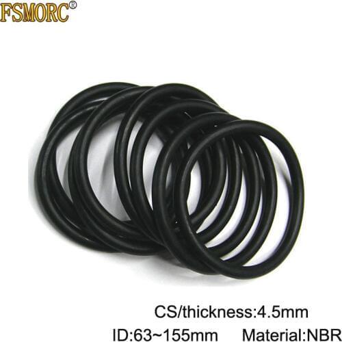 20pcs ID 63 65 70 75 80 85 90 95 100 105 110 115 120 130 150 155mm*4.5mm Thickness CS NBR o ring seal Rubber Gasket Mechanical