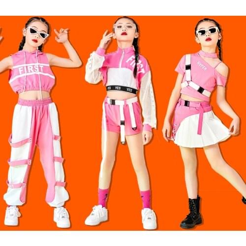 Silver Sequin Hip Hop Clothing Kids Stage Costume Sparkly Vest Pants Girls Jazz Performance Outfit Cheerleader Costume DNV14383