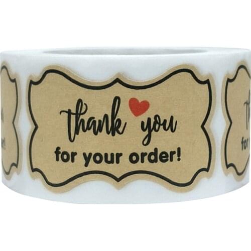250Pcs/Roll Thank You Business Seal Labels for Envelope for Your Order Stickers Supporting My Gift Package Kraft Stickers