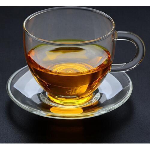 6sets/pack Fashion Smell Cup and Plate Set 80ML Glass Smell Cup Household Glass Tea Cup Small Glass Coffee Cup Set