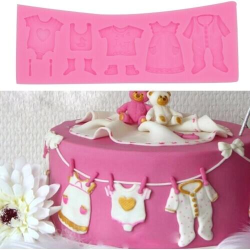Aomily Baby Clothes Dress Silicon Mould Chocolate Jelly Candy Cake Mold Bakeware DIY Pastry Ice Block Soap Mould Baking Tools