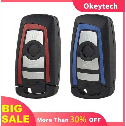 OkeyTech Smart Remote Key Shell Case For BMW CAS4 F 3 5 7 Series E90 E92 E93 X5 F10 F20 F30 F40 4 Buttons Replacement Fob Cover