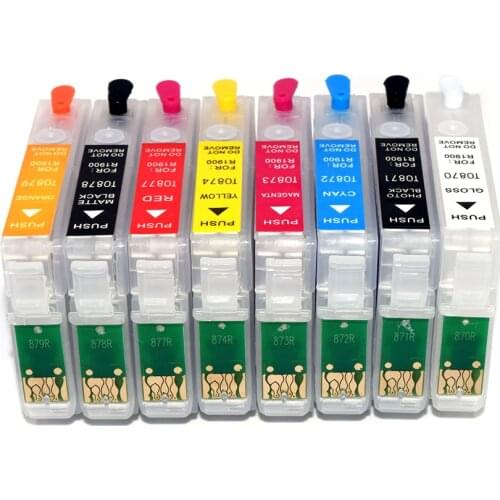 For epson photo stylus R1900 1900 refill ink cartridge with arc chip for t0870 t0871 t0872 T0873 t0874 t0877 t0878 t0879