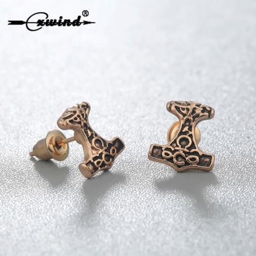 Cxwind Thors Hammer Stud Earrings Thor Jewelry Viking Hammer Earrings for Men Women Fashion Wholesale Gift oorbellen
