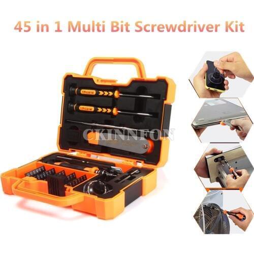 DHL 10PCS 45 in 1 Multi Bit Screwdriver Kit with Spudger Tweezers for Tablets Mobile Phone PC Repair (Color: Yellow)