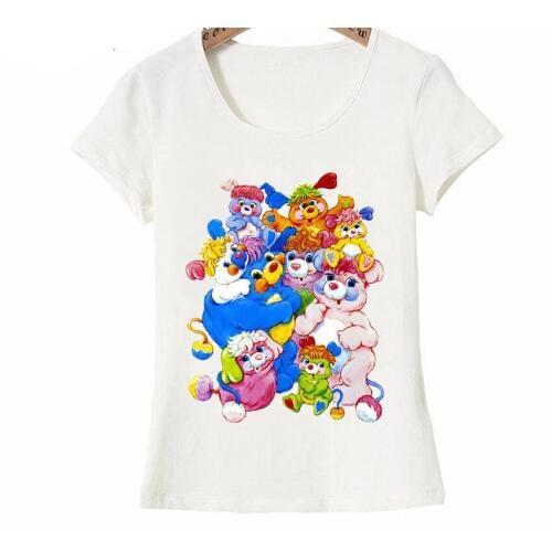 Dugujunyi 2020Pretty Popples Group Watercolor Design T-Shirt Summer Fashion Women T-Shirt Funny Cartoon Print Girl Casual Tops W