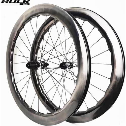 HULKWHEELS Road disc brake Carbon Wheelset 58mm Depth 28mm Width Bicycle Wheels 350s 240s Ratchet EXP System 24H Bike Cycling