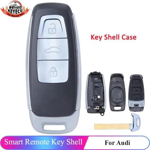 KEYECU 3 Button Remote Car Key Shell for Audi A6 C8 A7 A8 Q8 2017 2018 2019 2020 Fob Case Replacement New