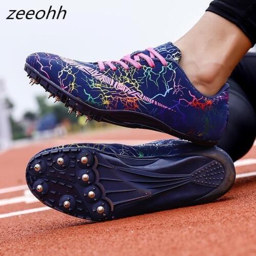 Zeeohh Hot Sell Track & Field Shoes For Men Women Breathable Spikes Running Shoes Greeen Orange Track Shoes Spikes Sneakers Men