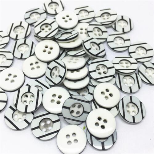 400pcs 13mm Black White Stripes Round Buttons 4 Holes Sewing Shirt Button For Scrapbooking Embellishments