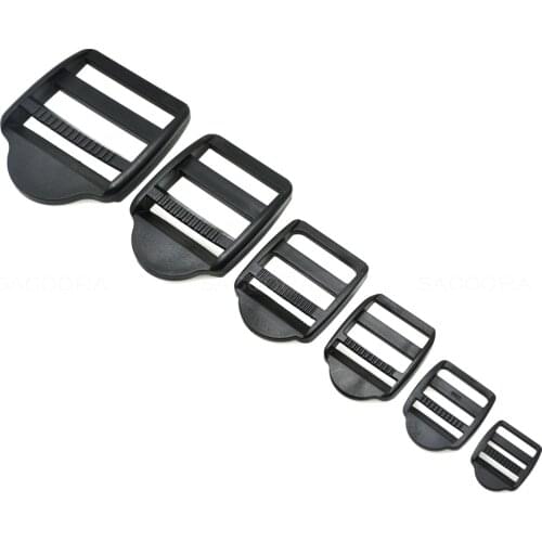 Ladder Lock Slider Plastic Buckles Backpack Straps Webbin 15mm-50mm Black