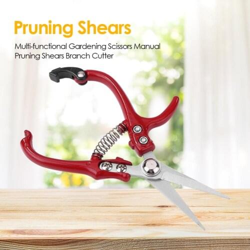 Multi-functional Pruning Scissors with Safety Buckle Stainless Steel Spring Garden Cutter Grass Flower Shear Gardening Tool