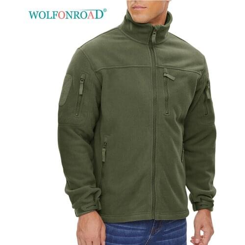 WOLFONROAD Winter Warm Work Coats Mens Full zip Tactical Fleece Jacket Outdoor Hiking Army Security Training W/ Zipper pocket