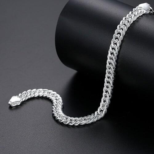Mens Domineering Fashion Personality Handmade Whip Chain 925 Silver Bracelet Festival Birthday Gift Jewelry