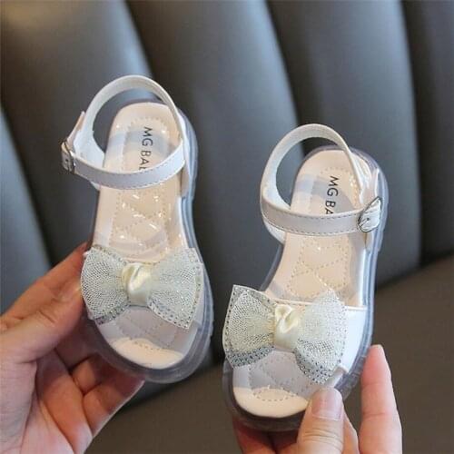 2021 summer new girl princess shoes little girl big bow fashion versatile sandals childrens beach shoes thick soled Roman shoes
