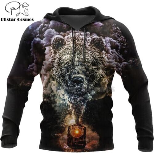 PLstar Cosmos bear HUNTING 3D Printed Hoodies/Sweatshirt/Zipper hoodies men Women bear Bow Hunter battle jacket style-5