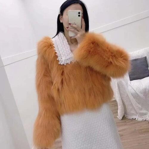 Imported fox real fur coats women jacket winter 2021new arrival coats small square collar removable natural fox fur clothing