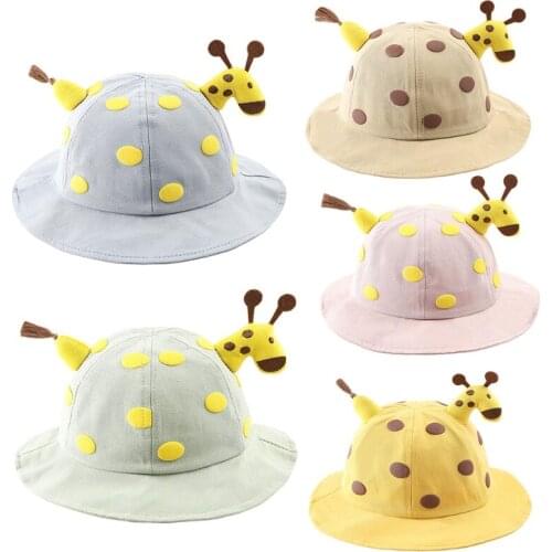 Toddler Baby Beach Bucket Hat Cartoon Giraffe Sunscreen Foldable Fisherman Cap