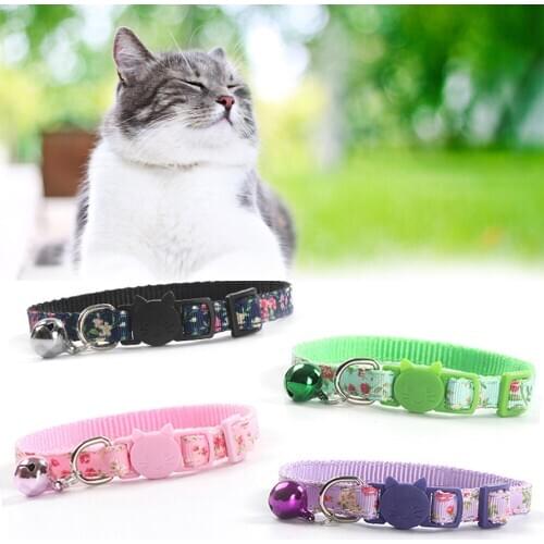 Personalized Pet Cat Collar Rose Flower Ribbon Satin Ribbon Pet Cat Collar Safety Buckle Color Buckle With Bell