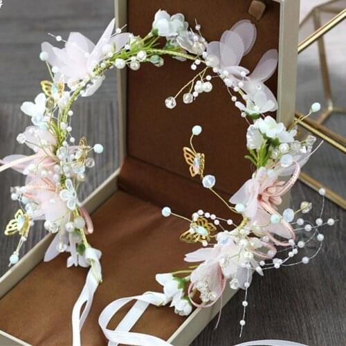 Fashion Pearl Headband Bridal Wedding Flower Crown Sweet Hairbands Hair Band Tiara Headpiece Hair Jewelry Girls Hair Accessories