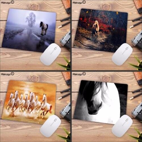 Mairuige White Horse Animal Gamer Speed Mice Retail Small Rubber Mousepad Size for 18x22cm 20x25cm 25x29cm Rubber Mousepads