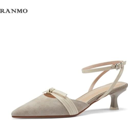 Bow Pointed Sandal Handmade Leather Sandal Womens Sandal High Heels Summer Casual Comfortable Outdoor Shoes Party Shoes Sandals