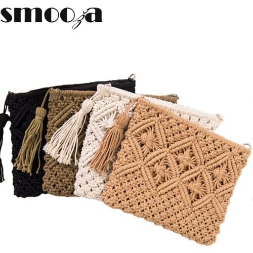 SMOOZA 2021 New Knitted Women Envelope Beach Shoulder Bag Elegant Female Braided Handbag Envelope Hasp Beach Bag For Ladies