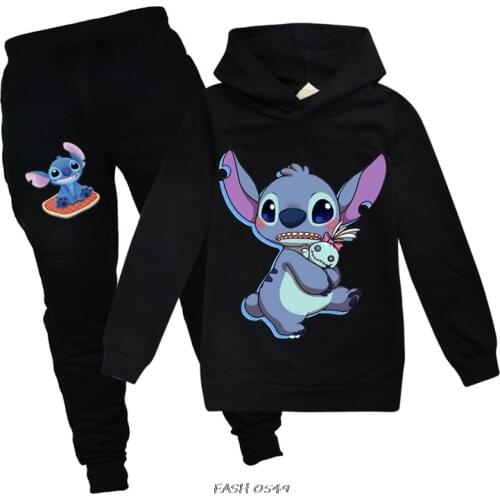 Girls Clothing Sets Stitch Children Fashion Hoodies And Pant Set Kids Clothing Spring Autumn Sports Suit Tracksuit