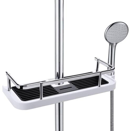 Bathroom Pole Shower Storage Rack Holder Soap Organizer Tray Washing Shower Shampoo Basket Bathroom Tool With Hanging Hook 16-26