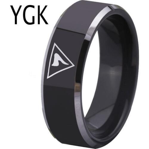 YGK Wedding Jewelry Freemason Ring 14th Degree Masonic Tungsten Rings for Mens Bridegroom Wedding Engagement Anniversary Ring