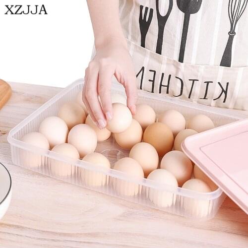 XZJJA 24 Grid Stackable Kitchen Egg Storage Box Transparent Egg Food Freshness Preservation Container Refrigerator Organizer