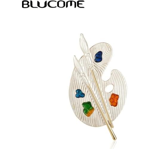 Blucome Colorful Palette Painter Brooch Women Men Collection Enamel Badge Artist Decorative Lapel Pins Students Bag Brooch Gifts