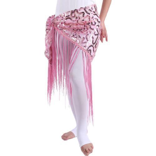 Cheap Belly Dance Clothes Women Dancewear Long Fringe Hand Crochet Triangle Belt Belly Dance Hip Scarf Sequins