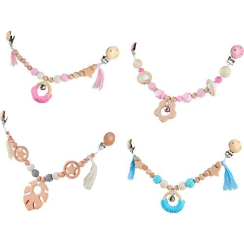Baby Teether 1pc Wooden Pram Clip Children Stroller Chain Pacifier Mobile Stroller Rattle Play Gym Toys Gifts