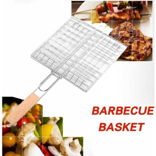 1PC Non-stick BBQ Fish Clip Portable BBQ Grilling Basket Heat-resistant Barbecue Steak Meat Vegetable Fish Clip Net Holder #630