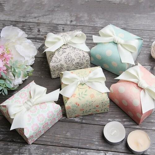 10Pcs Candy Boxes Cute Bow Paper Gift Box for Wedding Birthday Christmas Favor Present Boxes Packing Kids Gift Party Supplies