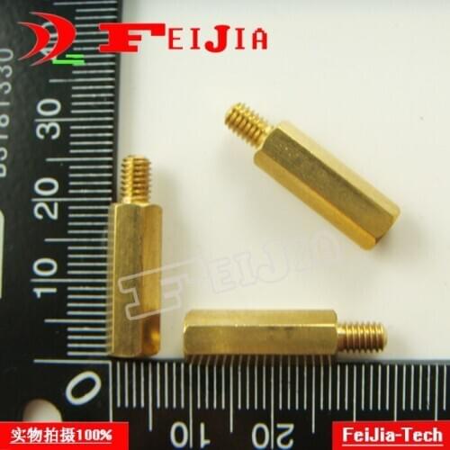 10PCS/LOT M4*18+6mm hexagonal copper pillars single head interval columns Brass Hardware Fasteners Bolts