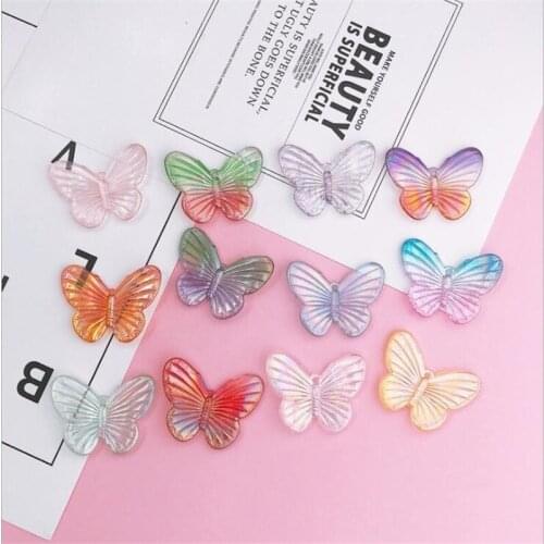 10pcs/lot new creative resin butterfly charm bead connectors for diy fashion earrings phone jewelry making accessories materials