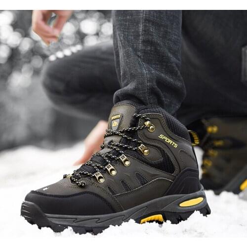 2021 Couple Autumn and Winter Plus Cotton High-top Outdoor Hiking Shoes Women and Men Anti-ski Boots Fashion Hiking Sneakers Men