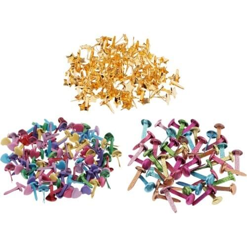 250 Pieces Colored Metal Heart Head Brads Paper Craft Fasteners 8x15mm